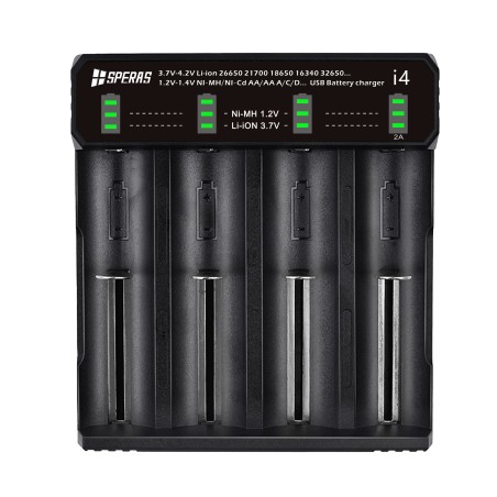 Carica batterie con indicatore led a 4 slot