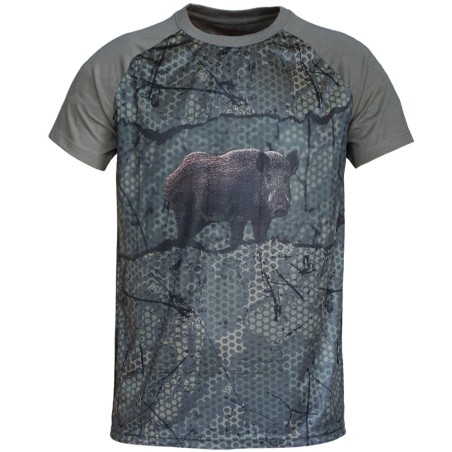 T-shirt forest print 3d - cinghiale